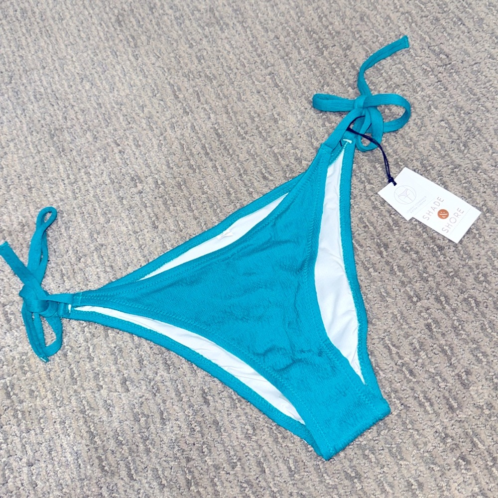 NWT S SHADE & SHORE LOWEST COVERAGE EXTRA CHEEKY ADJUSTABLE TIE BIKINI BOTTOM